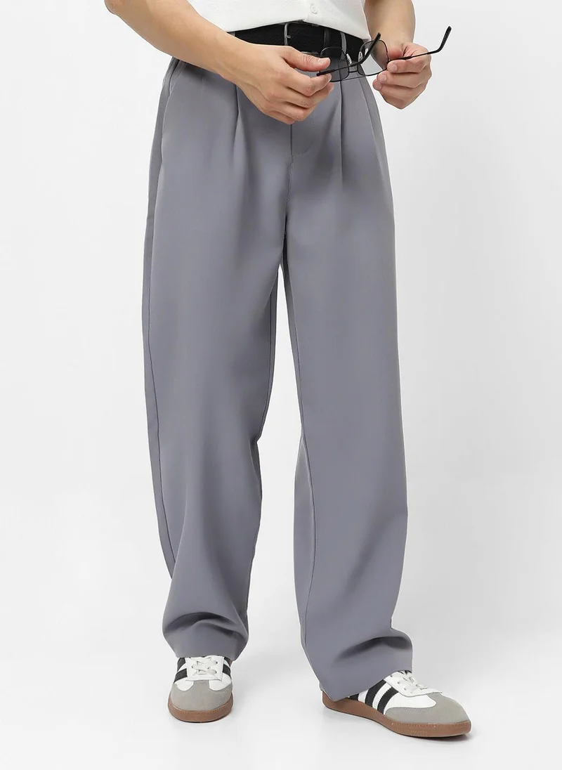 Urbano Fashion  Urbano Fashion Men's Grey Loose Baggy Fit Solid Korean Pants Stretchable for Men | Best Price UAE